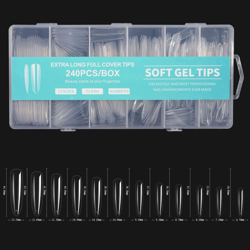 Acrylic Soft Gel Tips Extra Long Full - 240pcs